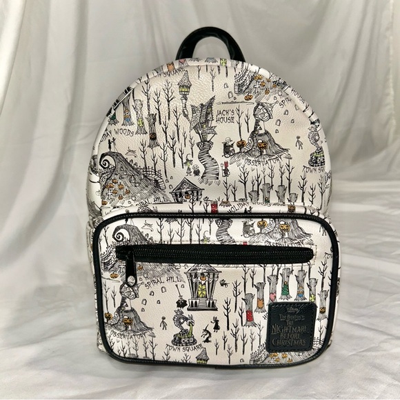Loungefly Disney Rare Nightmare Before Christmas Halloween Town Map Backpack main image 9